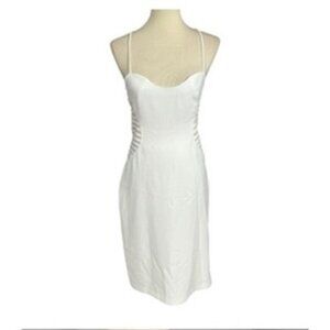 NWT Halston Heritage white bodycon cut-out midi dress sweetheart bachelorette